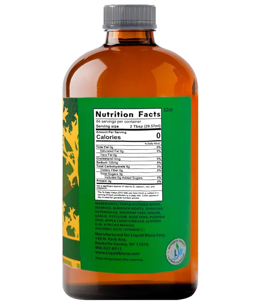 LIQUID BLENZ Pure Soursop Bitters with Moringa & Turmeric | Herbal Detox & Natural Energy Support | 16 fl oz
