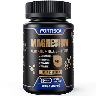 Magnesium Complex 7-in-1 | Glycinate, Malate & Citrate + Ashwagandha | L-Theanine, Vitamin B6 & D3 | High Absorption | 90 Capsules
