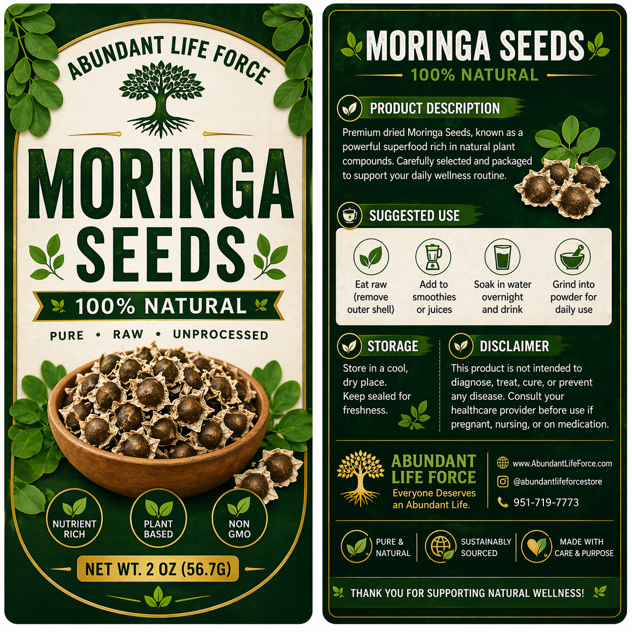 Semillas de moringa 2 oz