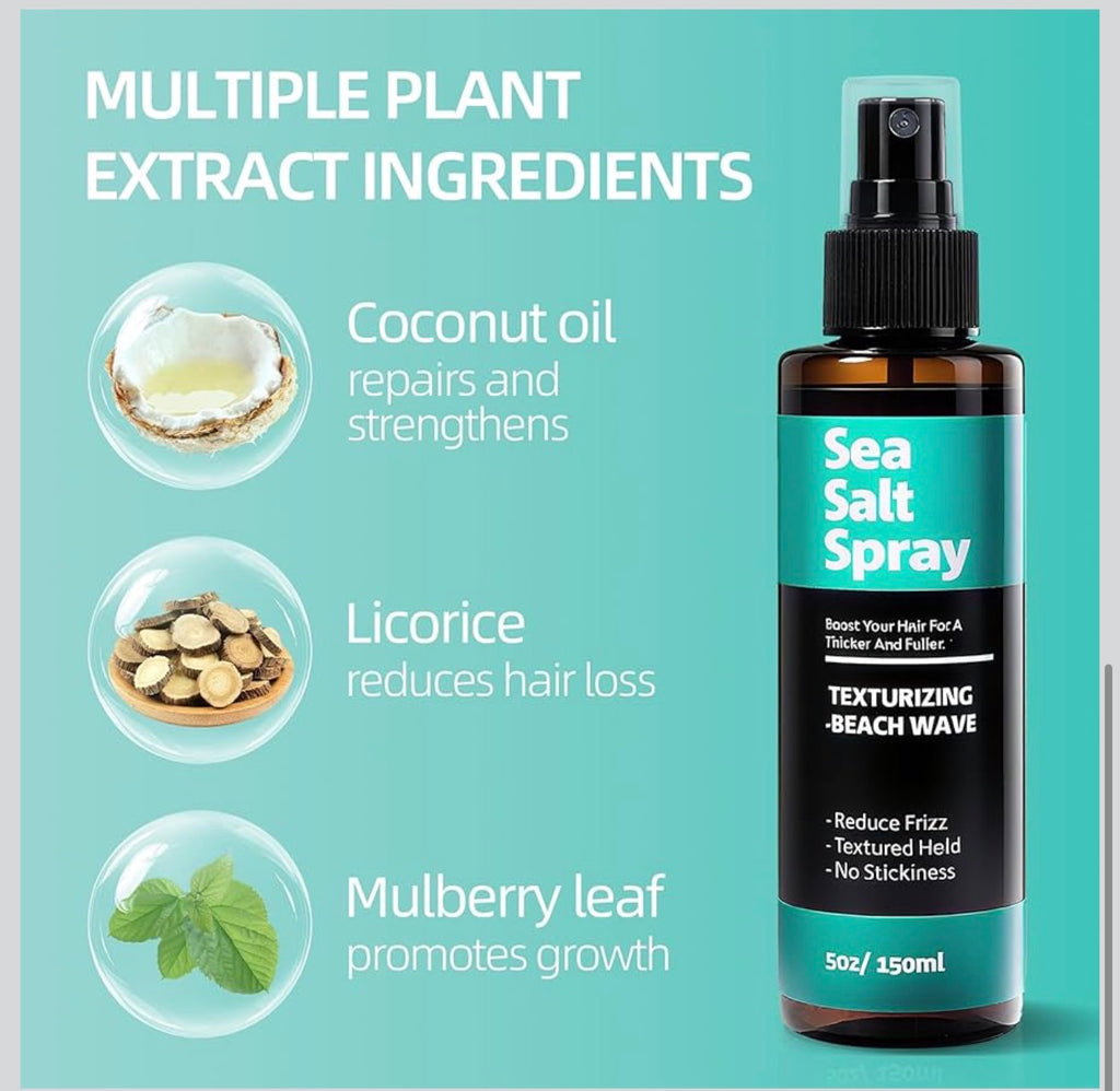 Sea Salt Hair Spray | Texturizing Beach Wave Spray | Volume, Texture & Frizz Control | 5 oz (150mL)