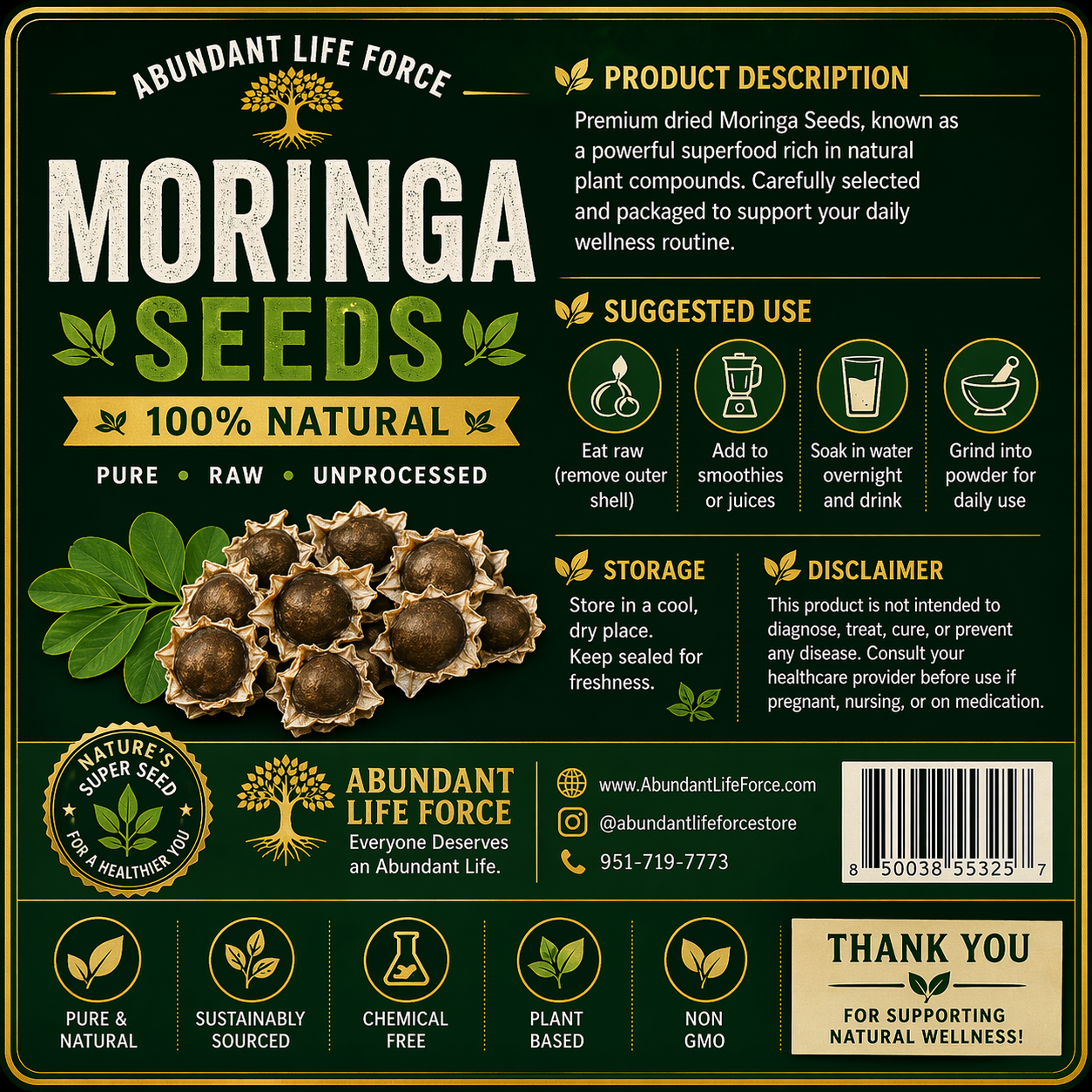 Semillas de moringa 2 oz