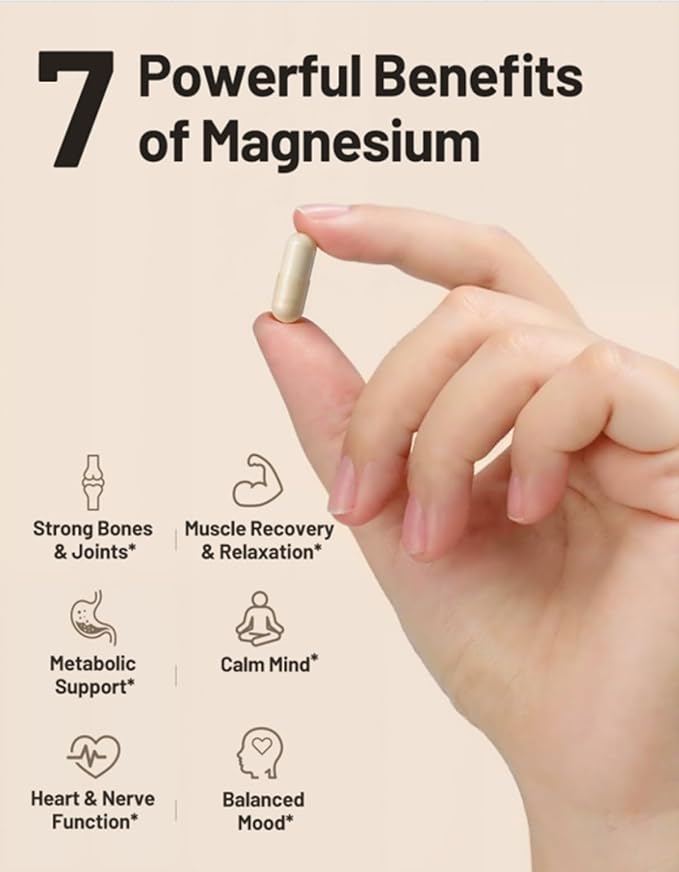 Magnesium Complex 7-in-1 | Glycinate, Malate & Citrate + Ashwagandha | L-Theanine, Vitamin B6 & D3 | High Absorption | 90 Capsules
