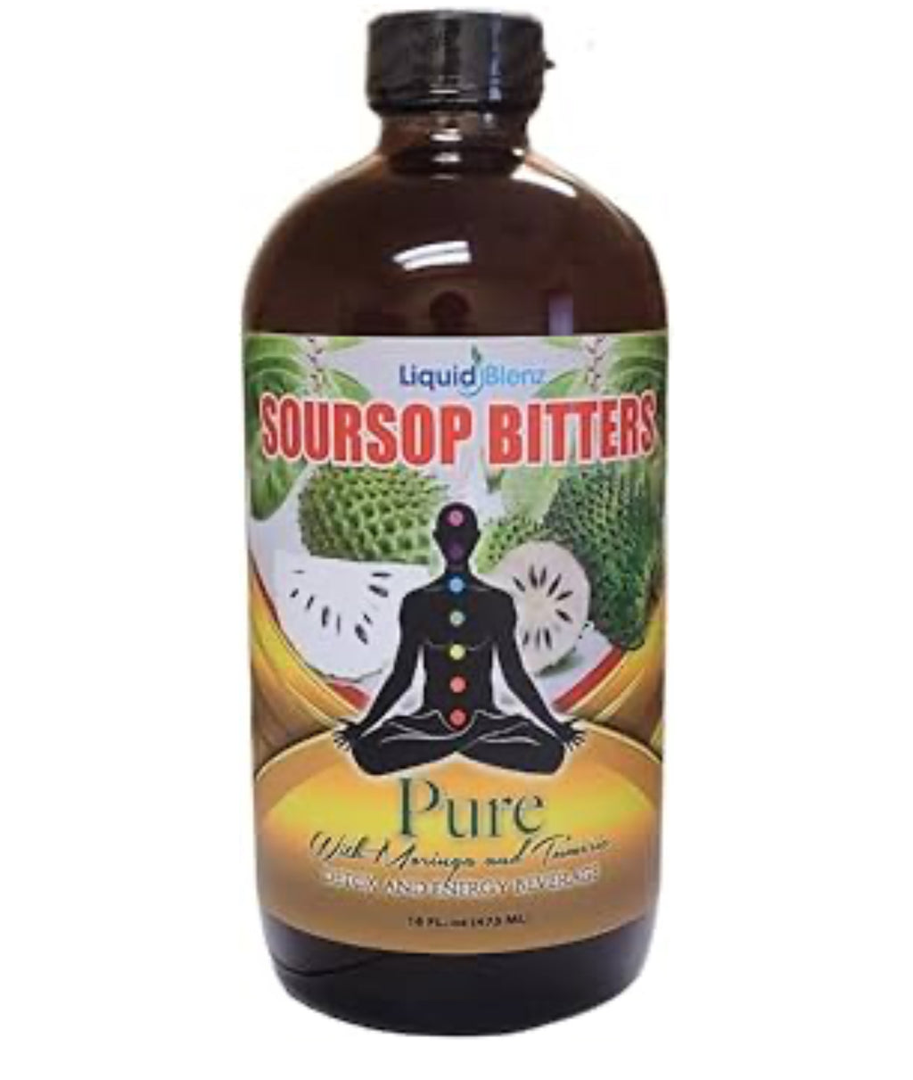 LIQUID BLENZ Pure Soursop Bitters with Moringa & Turmeric | Herbal Detox & Natural Energy Support | 16 fl oz